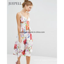 Impressão Floral Sexy MIDI Mulheres Vestido